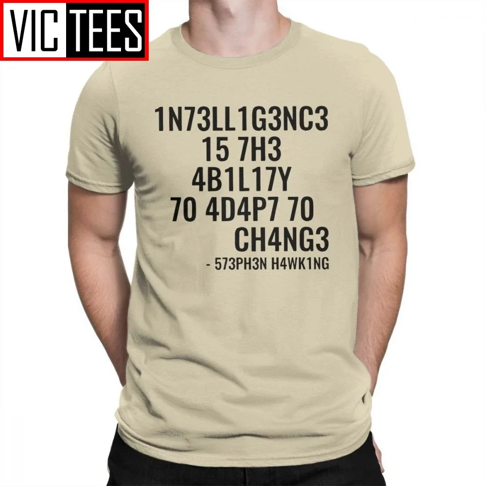 Men's Intelligence Is The Ability To Adapt To Change T-Shirt for Men Awesome Tees Round Collar Cotton Clothes New T Shirt