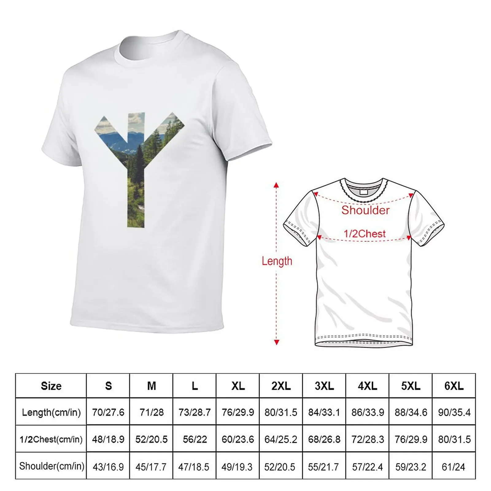 t vintage T-Shirt man t man shirts plain Forest graphic cotton shirt for Rune t 100% Symbol shirts Algiz