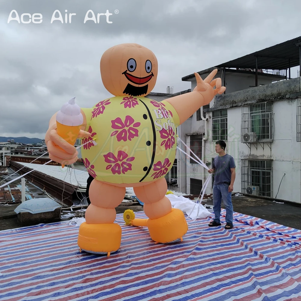 Modèle Gonflable de Dessin Animé avec Crème Glacée, Décoration pour Publicité en Plein Air, 3mH