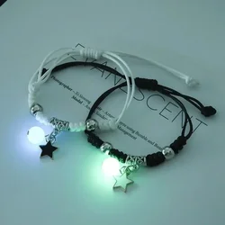 Fashion Luminous Bracelet for Men and Women Couples Gift Romantic Noctilucent Star Moon Heart Pendant Bangle Jewelry Set Friend