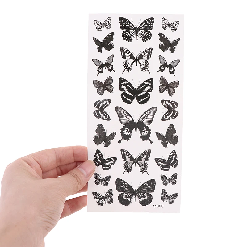 1 Sheet Waterproof Temporary Tattoo Sticker 3D Butterfly Fake Tattoo Flash Transfer Tatoo Leg Arm Hand Foot for Women Body Art