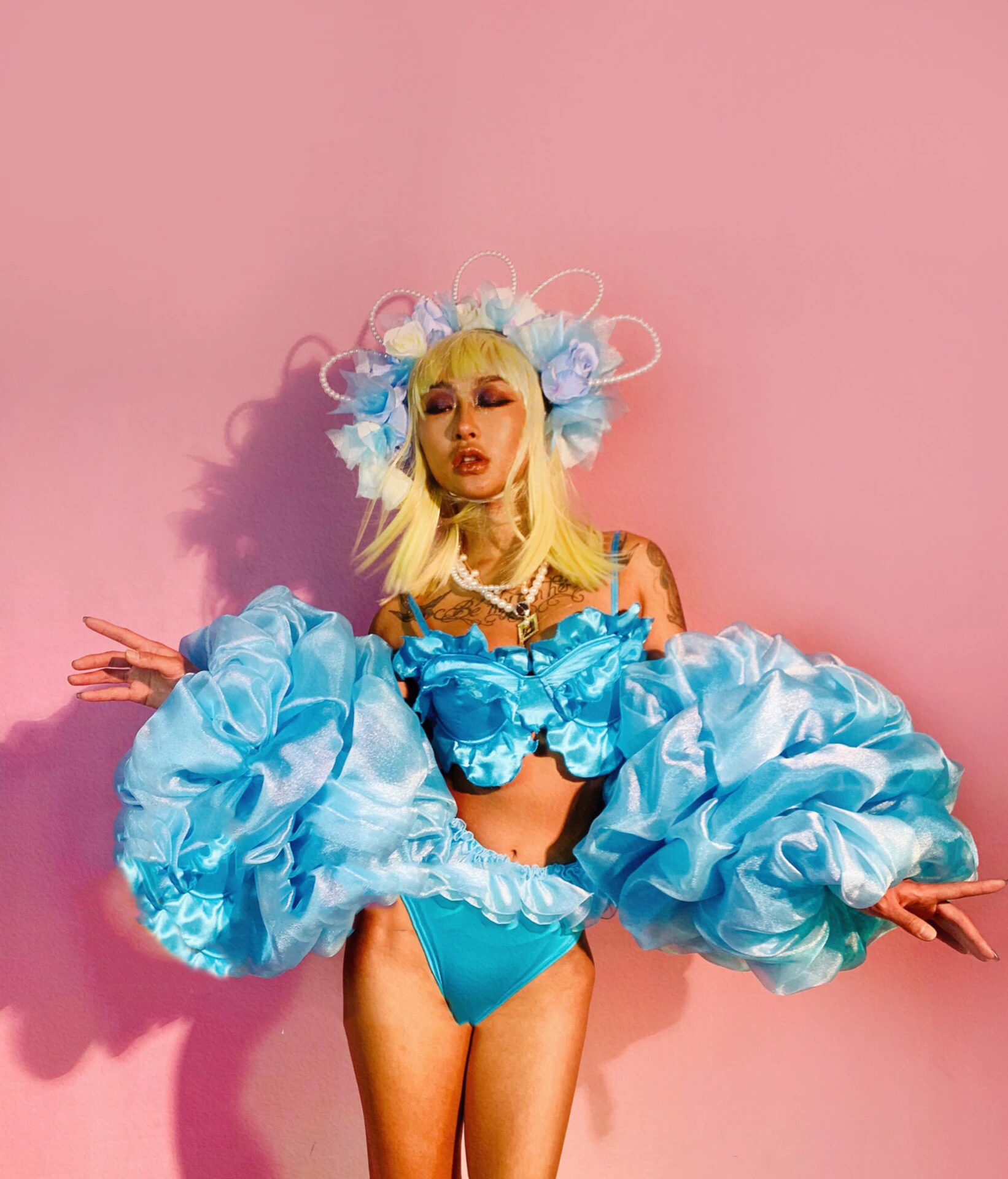 Bikini de danseuse Gogo Sexy pour femmes, tenue de Festival, Rave, discothèque, Costume de danse Jazz, vêtements de scène pour adultes, manches bouffantes