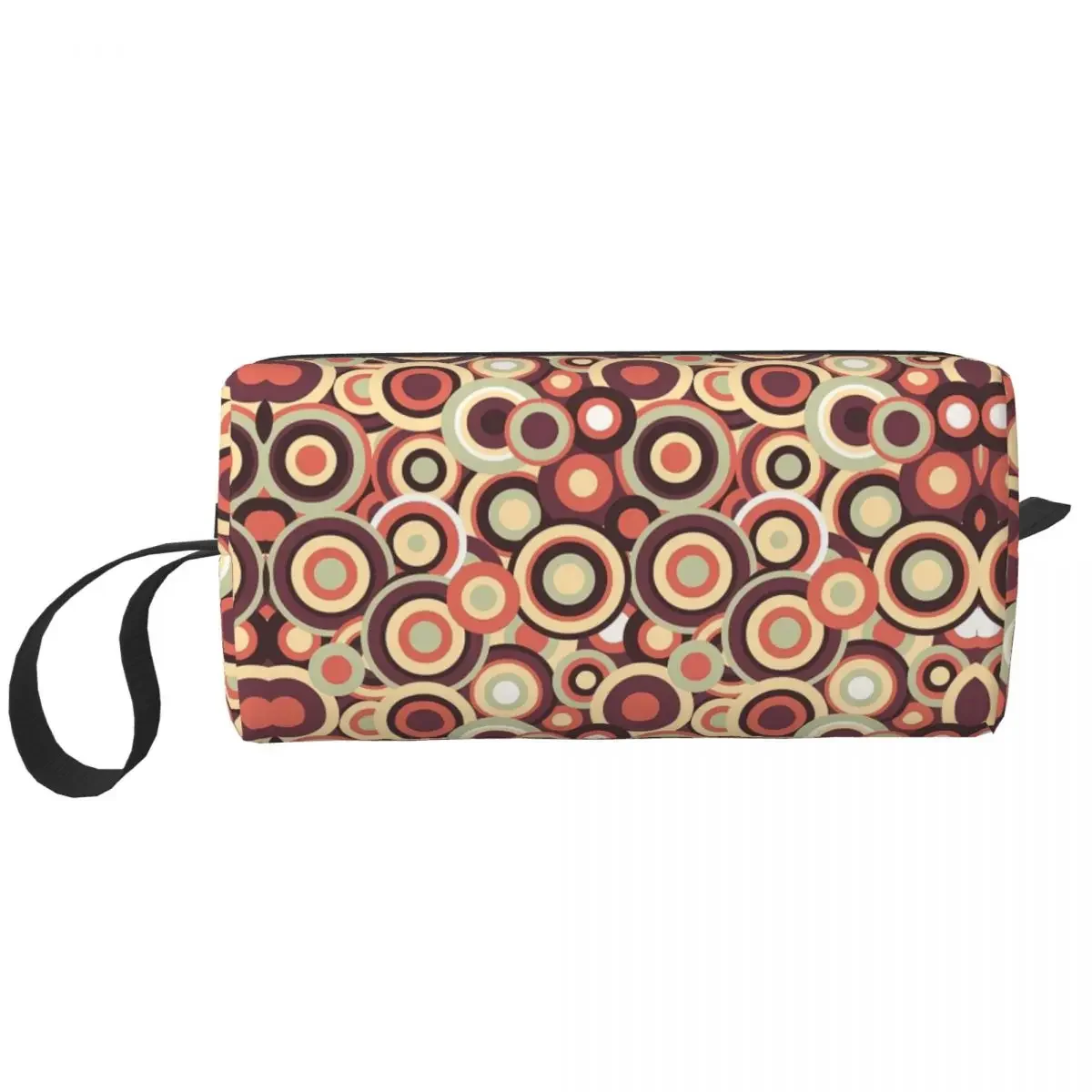 

Retro Circles Pattern Makeup Bag Cosmetic Organizer Storage Dopp Kit Toiletry Cosmetic Bag for Women Beauty Travel Pencil Case