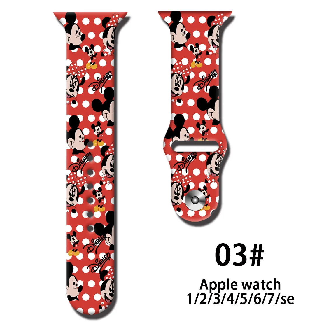 Correa de silicona con dibujos animados de Minnie Mickey para Apple Watch, pulsera de 41mm, 45mm, 44mm, 42mm, 40mm, 38mm para iWatch SE 7 6 5 4 3 2 1