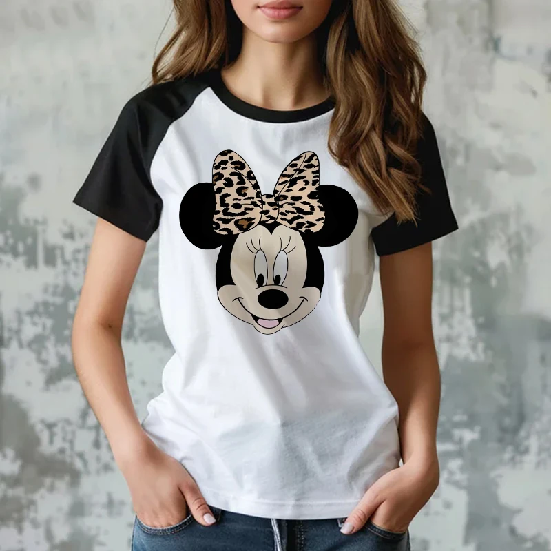 2024 Harajuku Fashion Mickey Tshirt Minnie Mouse Cartoon T-shirt damski T Shirt ubrania damskie Kawaii Disney t-shirty