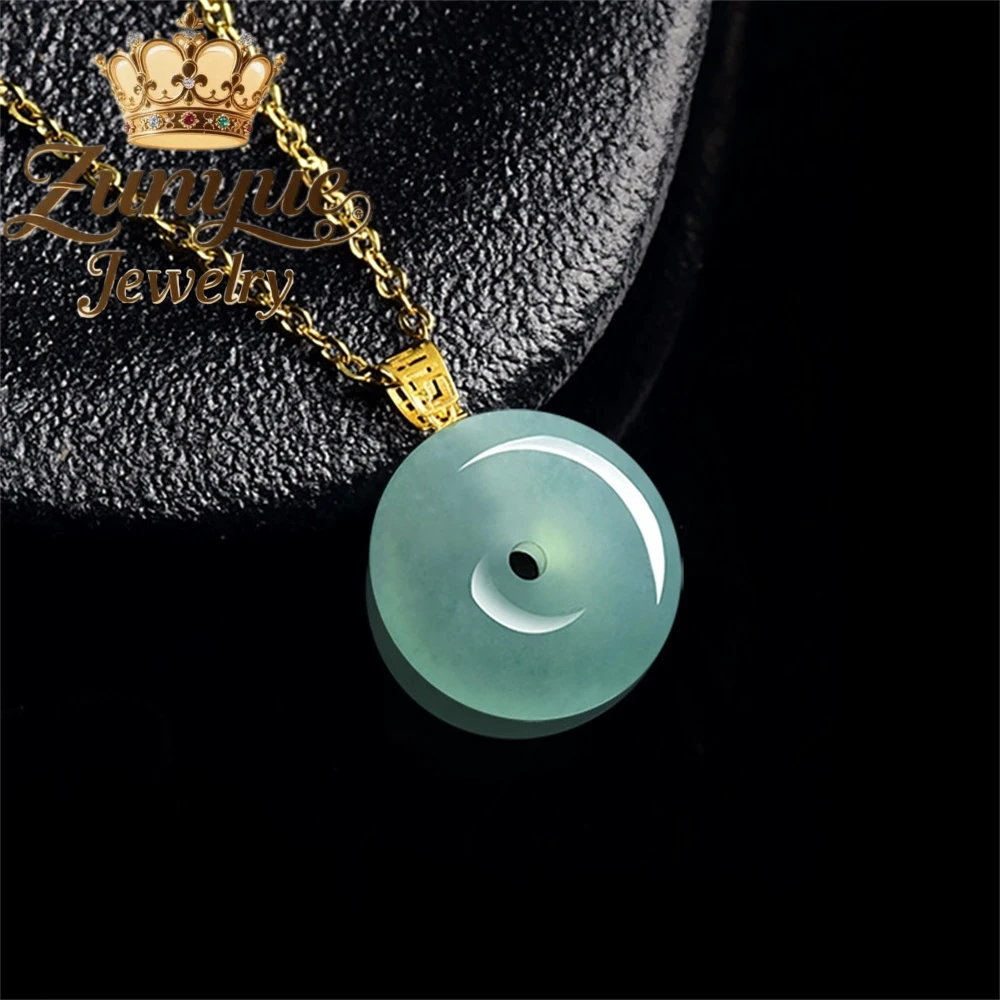

18K Gold Set With Natural A-Grade Blue Water Emerald Peace Pendant Luxury Quality Fine Fashion Jewelry Exquisite Elegant Charms