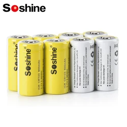 Soshine 3.7V CR123 800mAh Battery 16340 800mAh Lithium Rechargeable 500 Cycle Discharge for Smoke Alarm Laser Pointer Flashlight