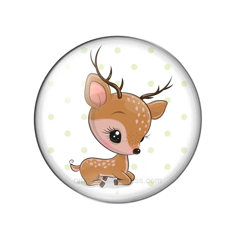 Animal Clip Art Cute Dog Fox Elepant 12mm/14mm/16mm/18mm/20mm/25mm Round Photo Glass Cabochon Demo Flat Back Making Findings