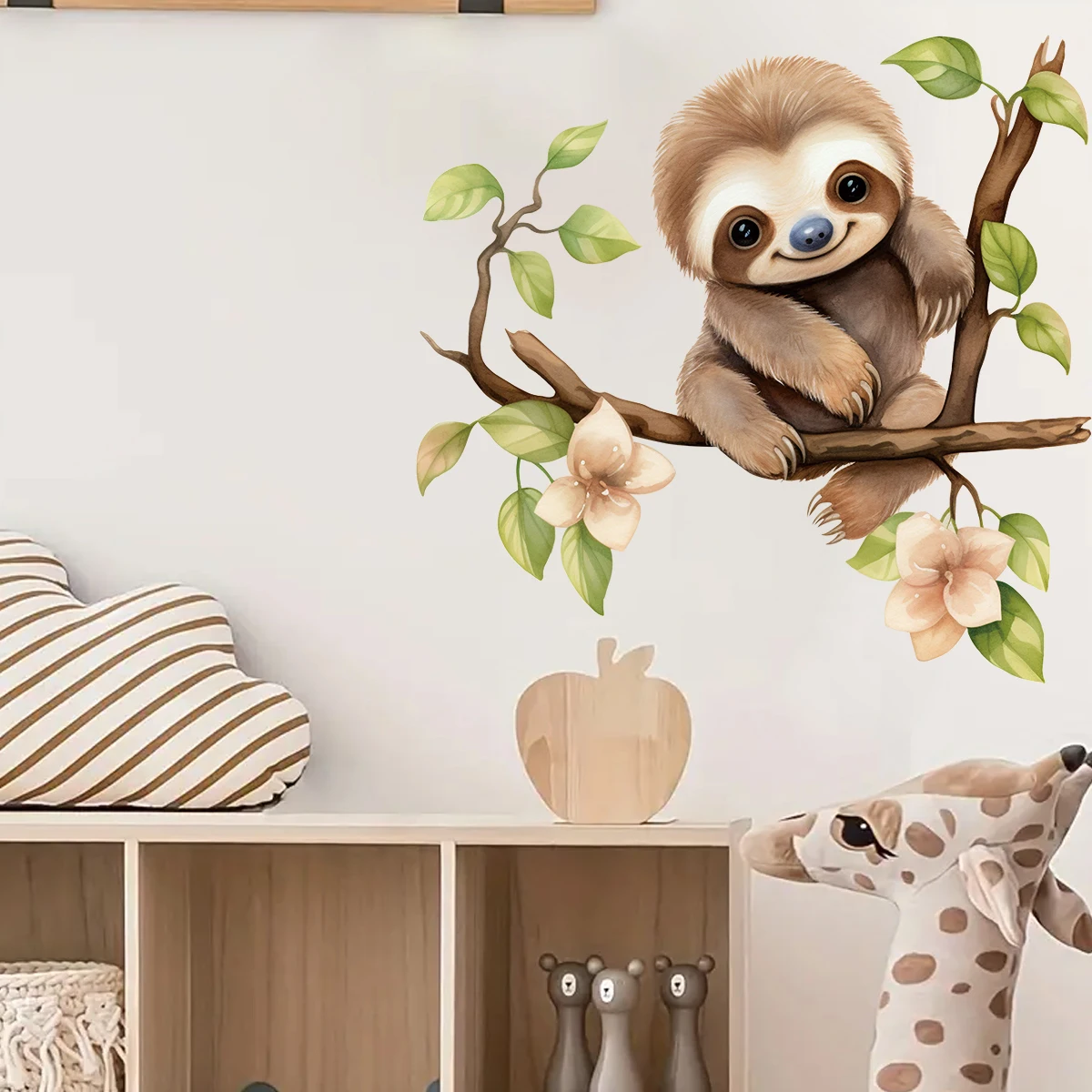 1Pc Cartoon Sloth on Branch Cute Animal Wall Stickers Kids Room Wall Decals Living Baby Room Decor Bedroom Child Home Decoration