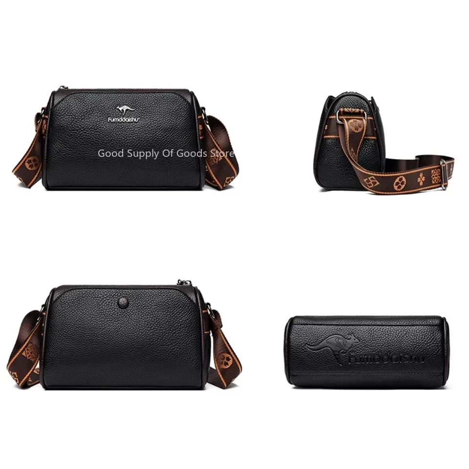 3-слойная женская маленькая сумка с карманами, высококачественная сумка для мамы среднего возраста, текстура из мягкой кожи, сумка через плечо с широким ремешком