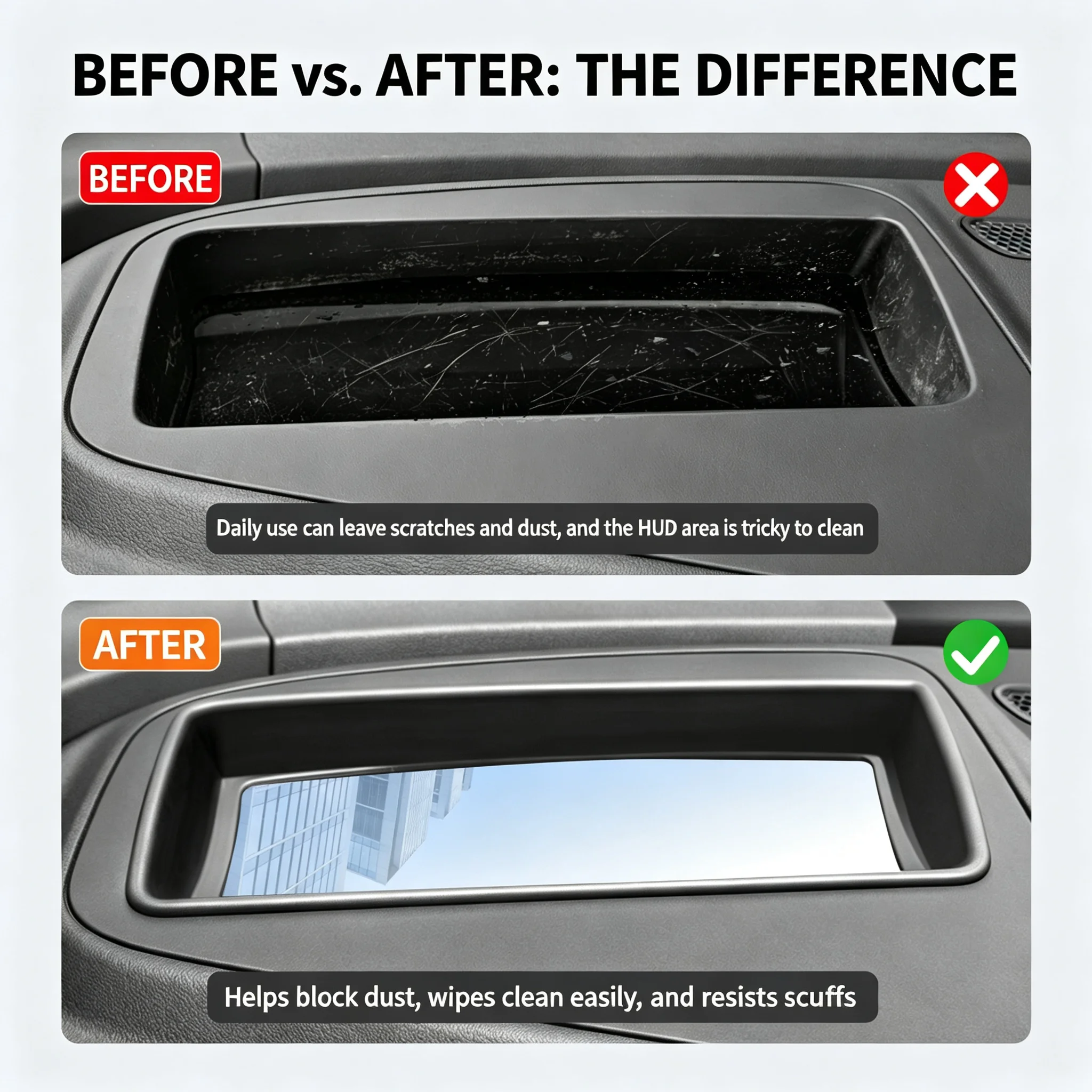 For WEY Gaoshan 2025-2026 Left Hand Drive Curved Inset HUD Display Cover 1:1 Molded No Mirroring Car Trim