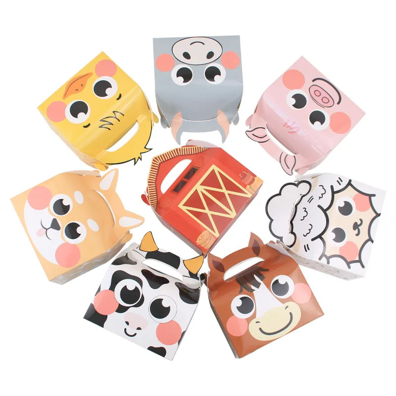 24PCS Farm Animal theme Kids Birthday Decorations Supplies Party Favor Boxes Barnyard Happy Treat Boxes Candy Goodies Gift Box