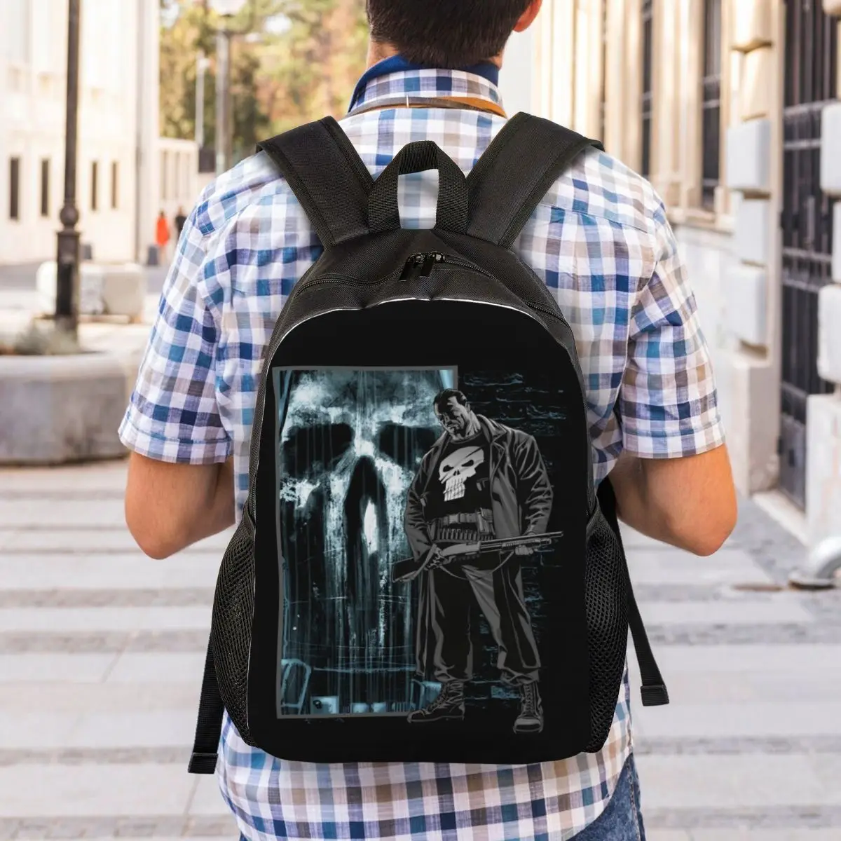 Custom Classic Punisher Laptop Backpack Women Men Casual Bookbag for College School Student Bags