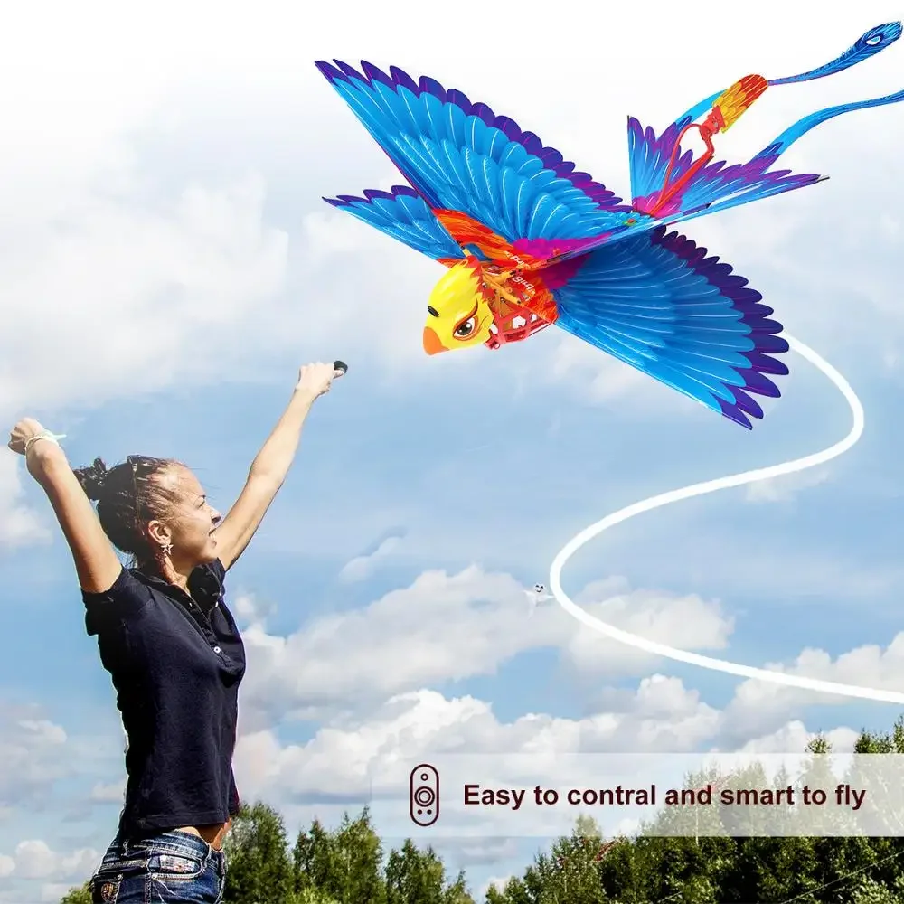 Go Go Bird Remote Control Flying Toy Mini RC Helicopter Drone-Tech Toys Smart Bionic Flapping Wings Flying Birds for Kids Adults