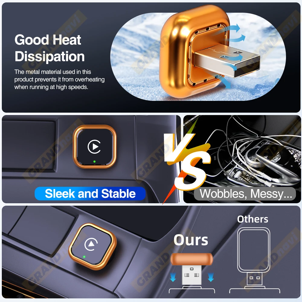 Orange 2IN1 Wireless Carplay Android Auto Adapter Smart Dongle für Volvo Benz Mg Kia Chery VW Honda Benz MG Haval Fiat – Detail 6