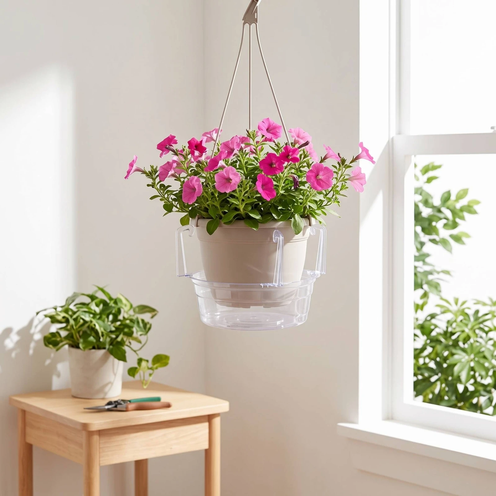 5 Pieces Hanging Plant Water Catcher Tray Easy to Clean Planter Saucer with Hooks Watering Tray with Hooks Lightweight Basin