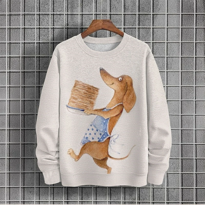 Harajuku Fashion Dachshund Graphic Sweatshirt فرحان تصميم سترة عيد الميلاد القبيحة عادية للجنسين ملابس الشارع الشهير كلب البلوفرات #3