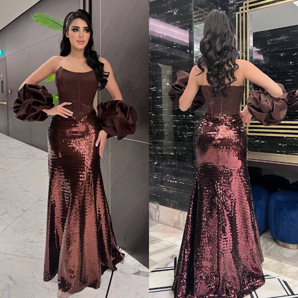 

Customized High Quality Floor Length Boat Collar Sleeveless Zipper Wrinkle Women Dresses Gece Elbisesi Düğün Vestidos De Gala