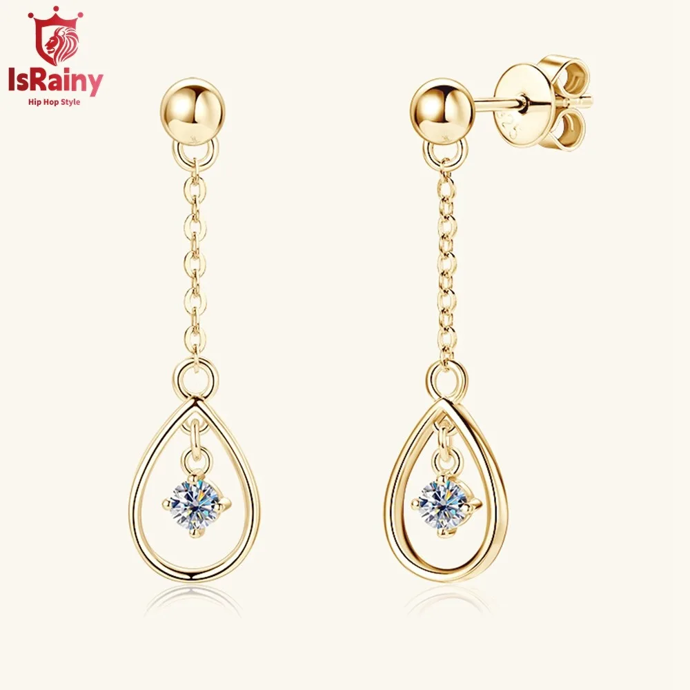 IsRainy 3MM D Color Moissanite Pear Drop Earrings For Women GRA Certified 100% 925 Silver Diamond Ear Buckles Fine Jewelry Gifts