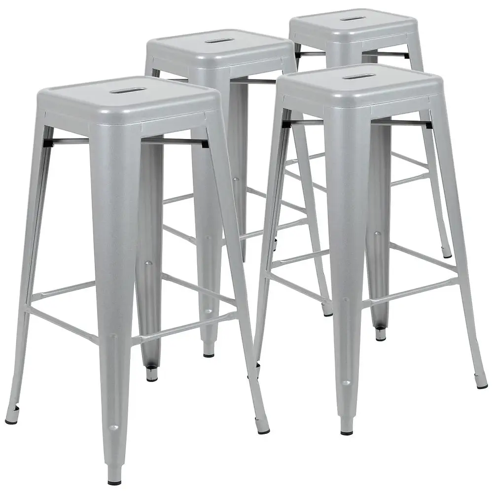 

Lily 30 High Metal Indoor Bar Stool in Silver Stackable Set of 4