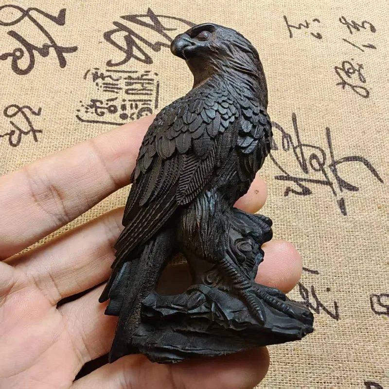 

Hand-Carved Agarwood Eagle Statue - 3.15" Flying Eagle Sculpture for Home Office Decor, Business Opening Gift, Lucky Figurine