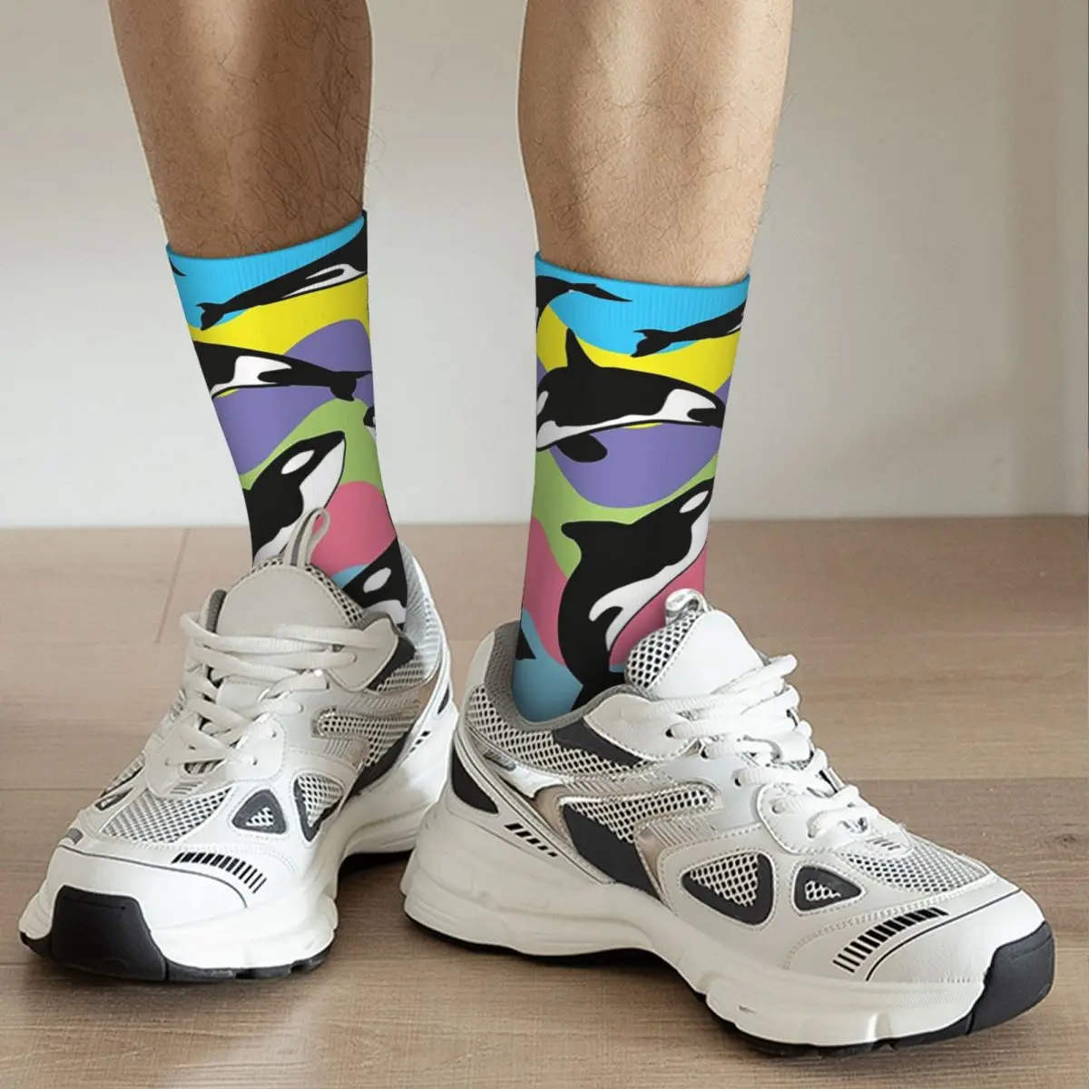 Group Of Orca Whales Swimming In The Ocean Socks Harajuku Soft Stockings All Season Long Socks for Man Woman Valentine's Day