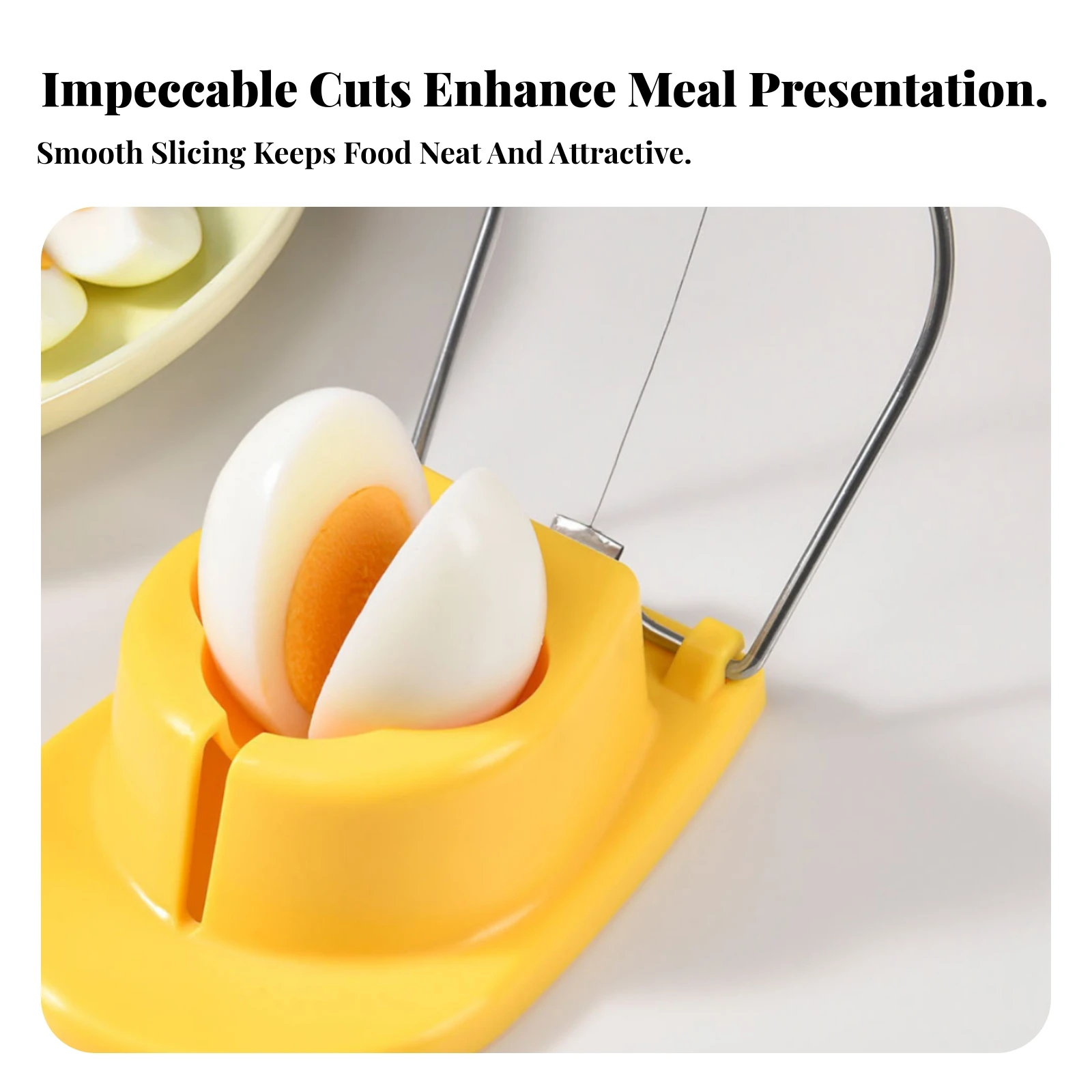 Stainless Steel Egg Cutter Compact Egg Cutter with Plastic Base Kitchen Gadget Even Slices Long-Lasting Material