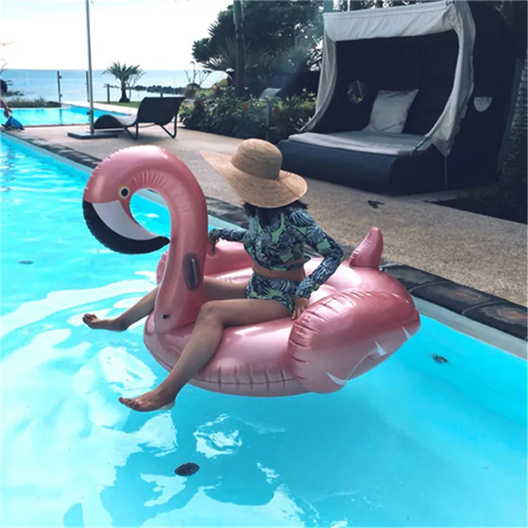 Neue Verdickt Rose Gold Flamingo Schwimm Ablauf auf Aufblasbare Spielzeug Rosa Flamingo Schwimm Reihe Schwimmen Ring Aufblasbare Spielzeug