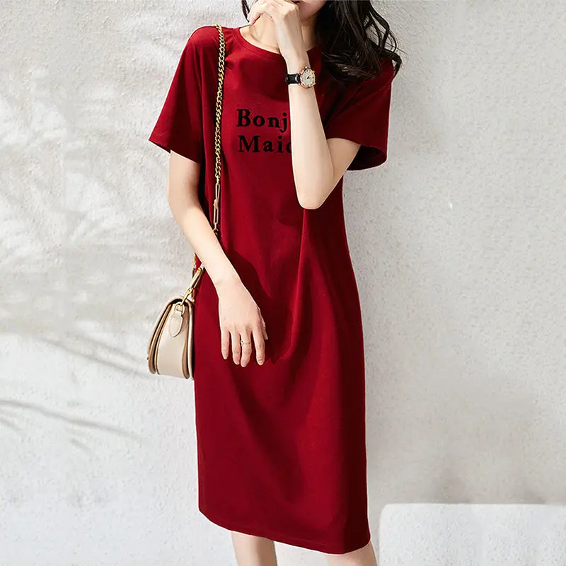 um-verao-solto-carta-impressao-estilo-coreano-elegante-simples-e-casual-vestido-de-gola-redonda-para-mulheres-gravidas