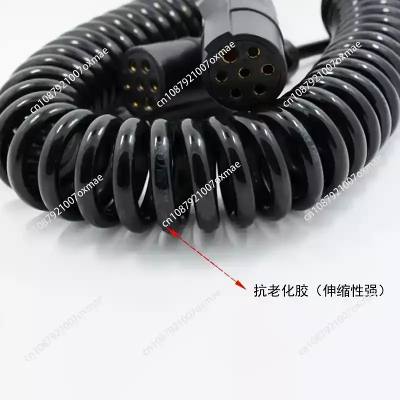 7-core Spiral Cable Truck Trailer Cable Semi-trailer Connection Cable Assembly Power Reel Trailer Breakaway Electrical Plugs