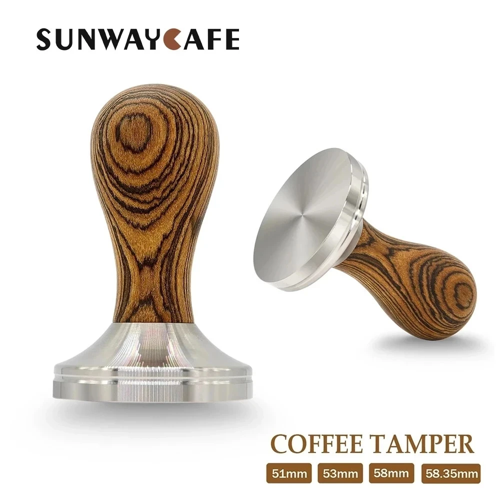 51/53/54/58/58.35mm café tamper dourado sândalo lidar com 304 aço inoxidável café em pó martelo espresso café ferramentas barista