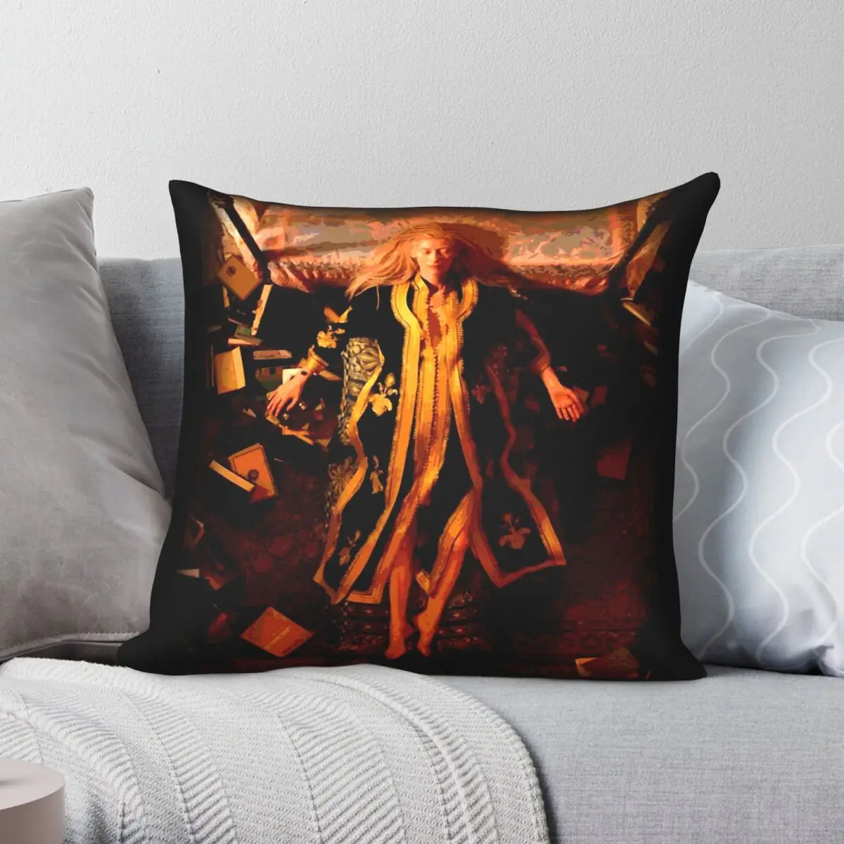 Only Lovers Left Alive Tilda Swinton - Housse de coussin en polyester, lin et velours imprimé avec fermeture éclair, housse de coussin décorative pour voiture