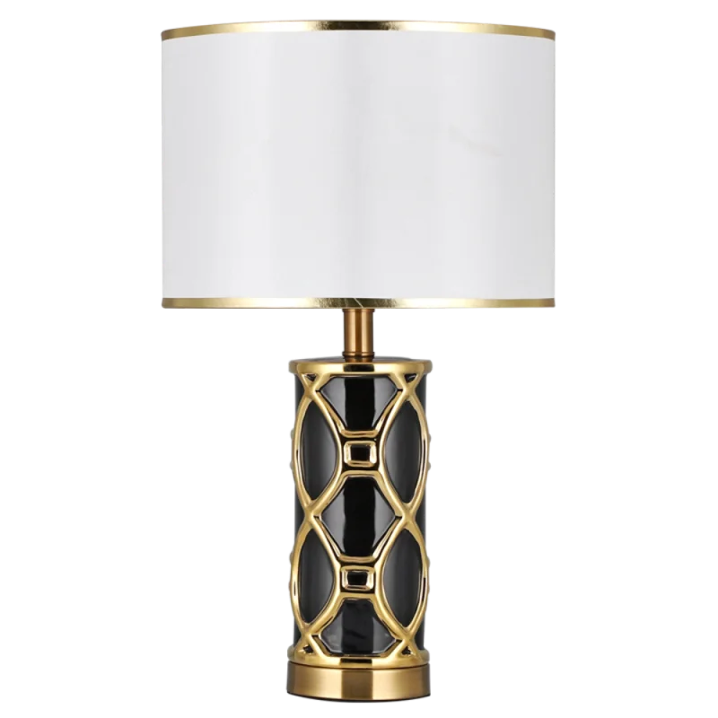 APRIL-Lampe de Table Blanche de Luxe en Tissu Contemporain, Luminaire Décoratif d'Nik, Idéal pour un Bureau, une Chambre à Coucher ou un oral et
