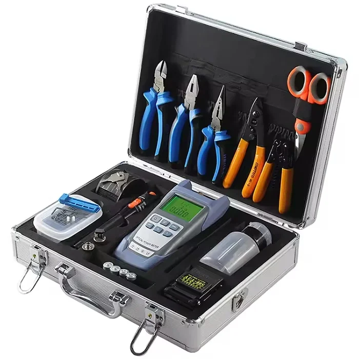 Best Selling Fiber Optic Ftth Tool Kit Equipment Cable With Fiber Cleaver OPM 10km VFL With Complete Toolbox Set Tool Kits