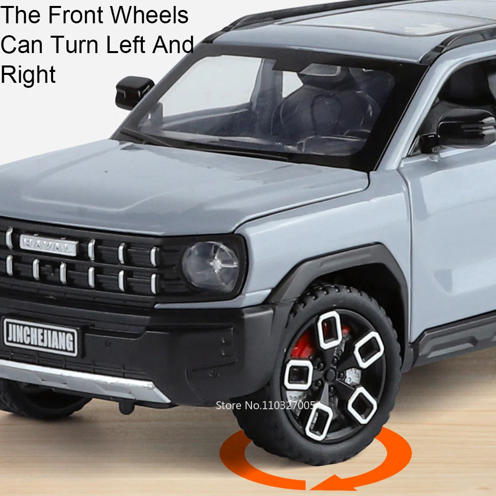 1:24 Haval X-DOG LX600 Alloy SUV Car Model Toy Doors Opened Sound Light Pull Back Front Wheel Steering Vehice for Friend's Gifts