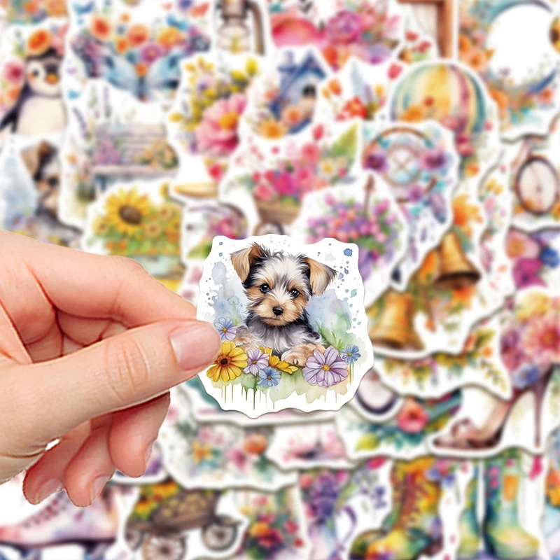 50 قطعة ملصقات نمط الأزهار الجميلة لتقوم بها بنفسك اللعب الهدايا المائية النباتات الجمالية الكتابة على الجدران ملصق الهاتف المحمول الأمتعة الدراجة حقيبة #3