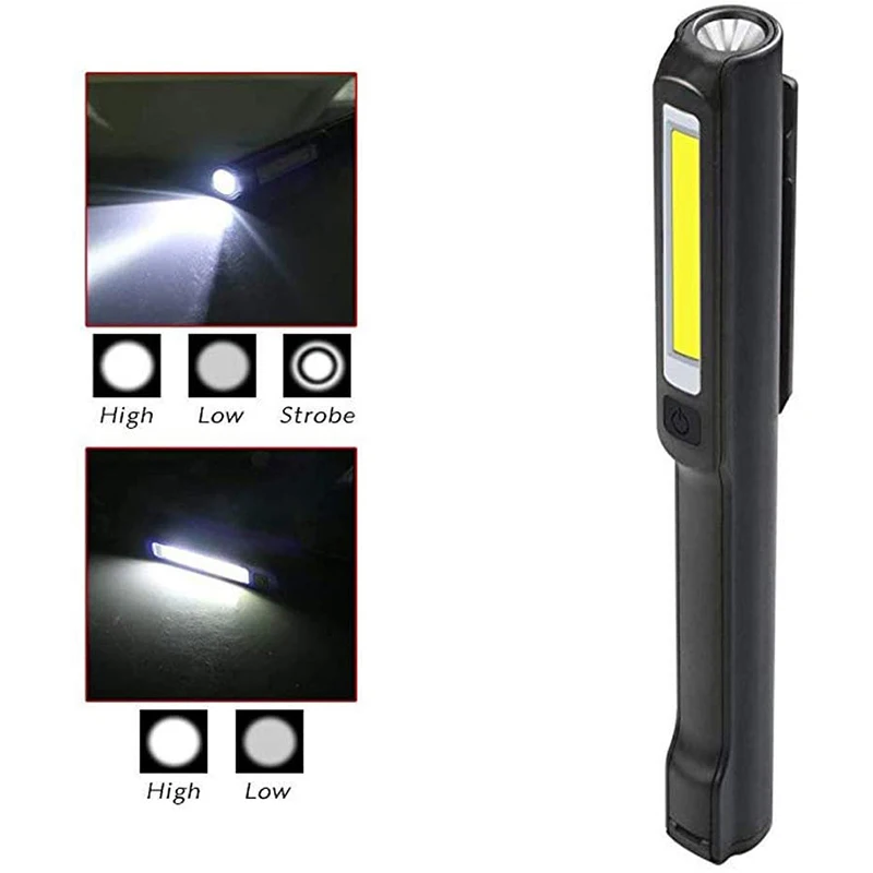 High Lumen COB LED Flashlight Pen Light Portable Emergency Work Light Magnetic Tail Torch Auto Repair Light Emergency Light