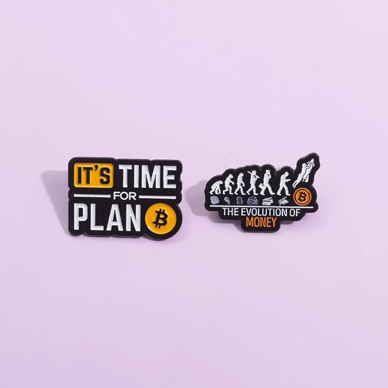 Funny Evolution Of Money Enamel Pins Custom Brooches It’s Time for Plan Money Cartoon Lapel Badge Gift for Friends Wholesale