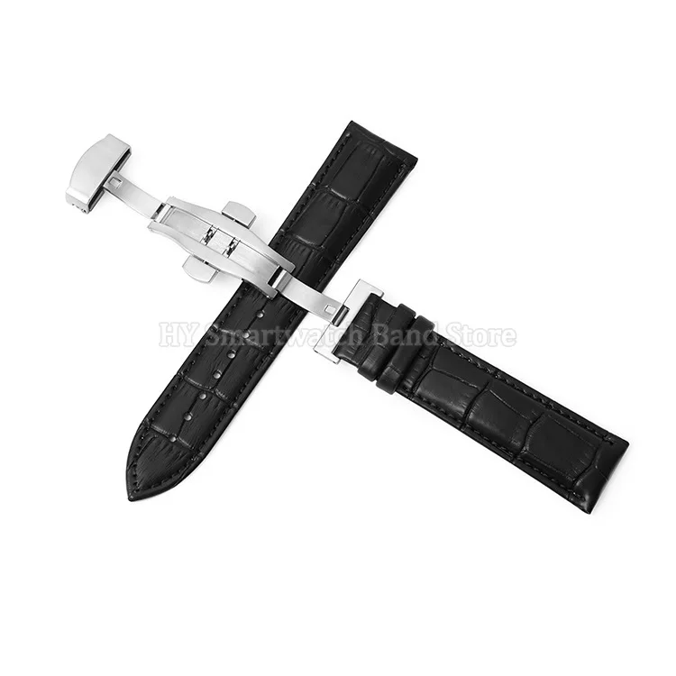 16mm 18mm 20mm 22mm 24mm Leather Watch Strap Replacement Men Women Wrist Band Waterproof Sport Bracelet Solid Folding Buckle