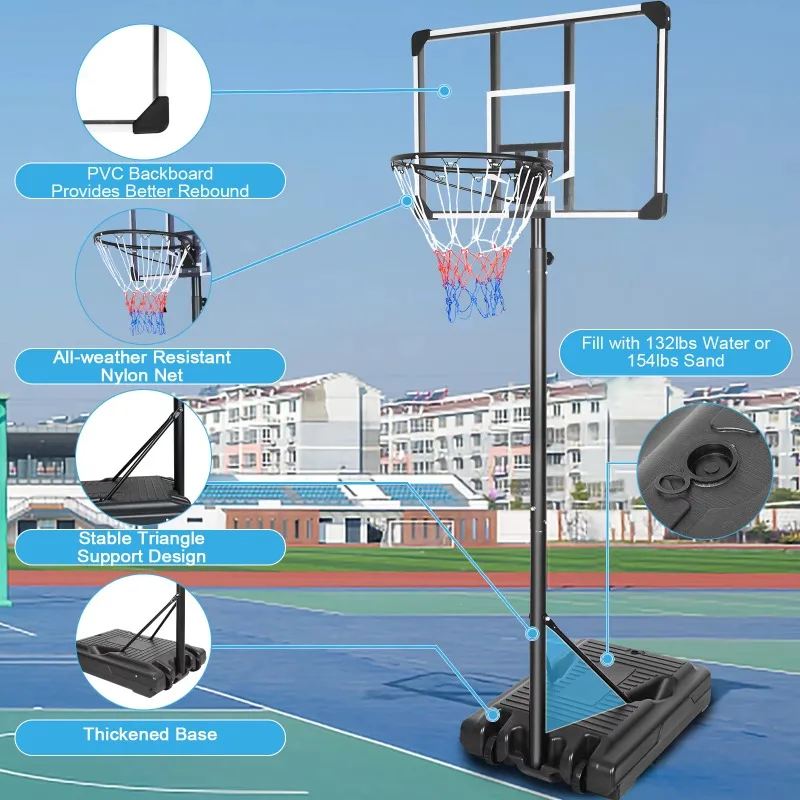 Basketball Hoop System Portable Height Adjustable Stable Ideal For Indoor Outdoor Game Play And Sports Training Sessions - view 2