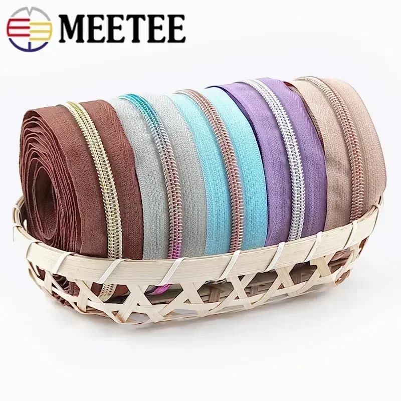 1/2/3/5M 5# Nylon Zipper for Sewing Bag Coil Zippers Tapes By The Meter Jacket Pocket Zips Repair Kit DIY Garment Accessories
