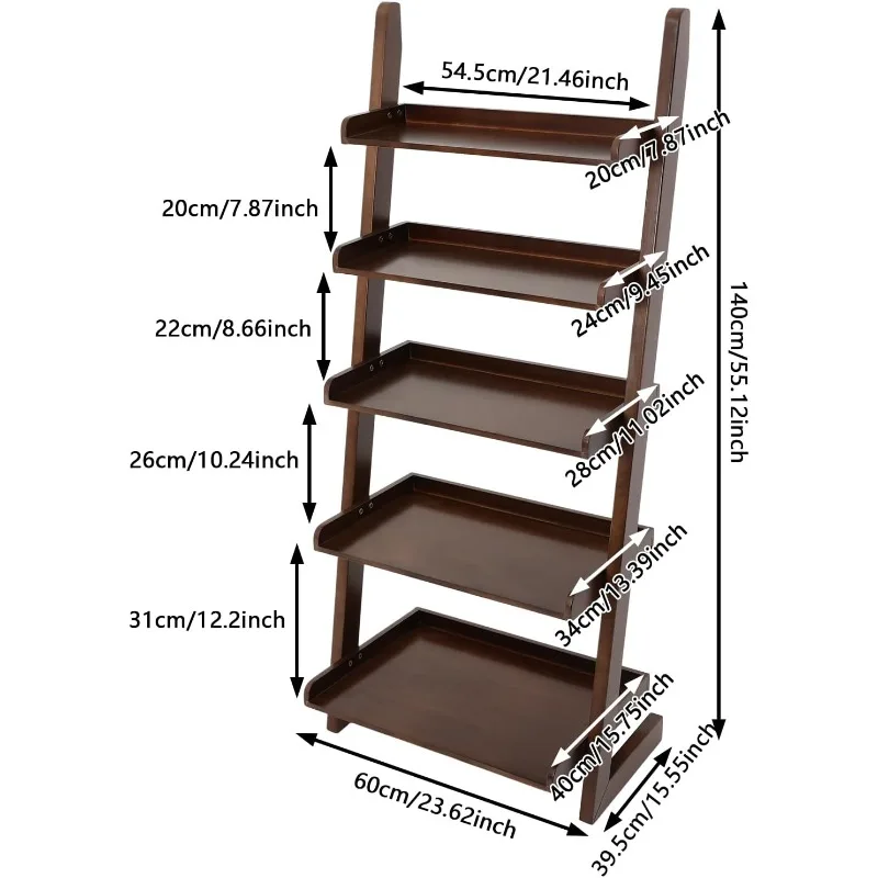 Scaffale in legno Scaffale portaoggetti Scaffale portaoggetti in legno Scaffale a scala a 5 livelli per espositore per libri Libreria a scala per ufficio