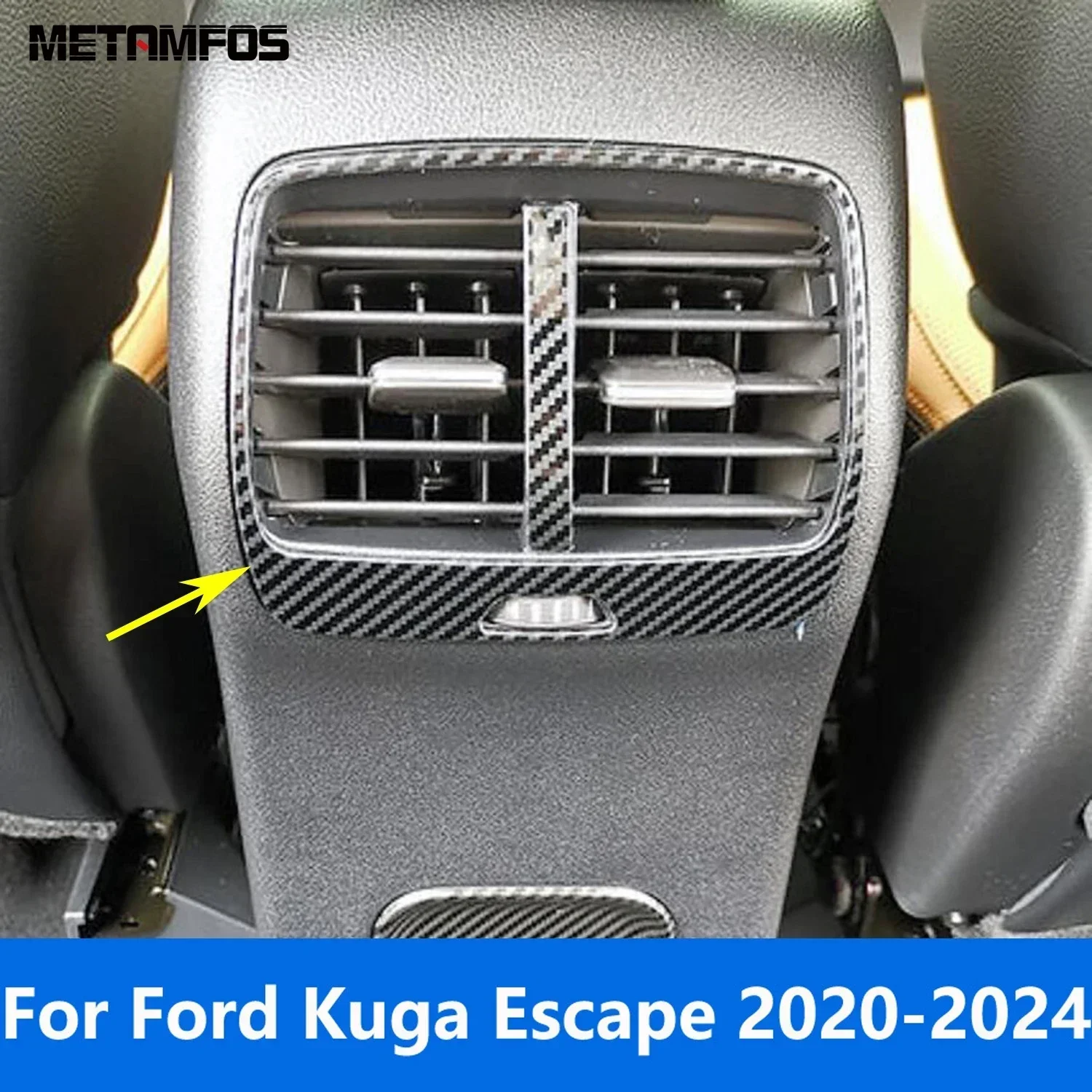 Rear Seat Air Condition Vent Outlet Cover Trim For Ford Kuga Escape 2020 2021 2022 2023 2024 Carbon Fiber Interior Accessories