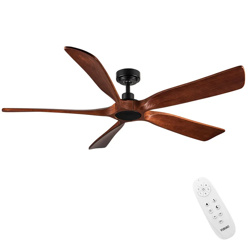 

60in Farmhouse Ceiling Fan No Light Walnut Wood Blades Reversible Motor w/Remote