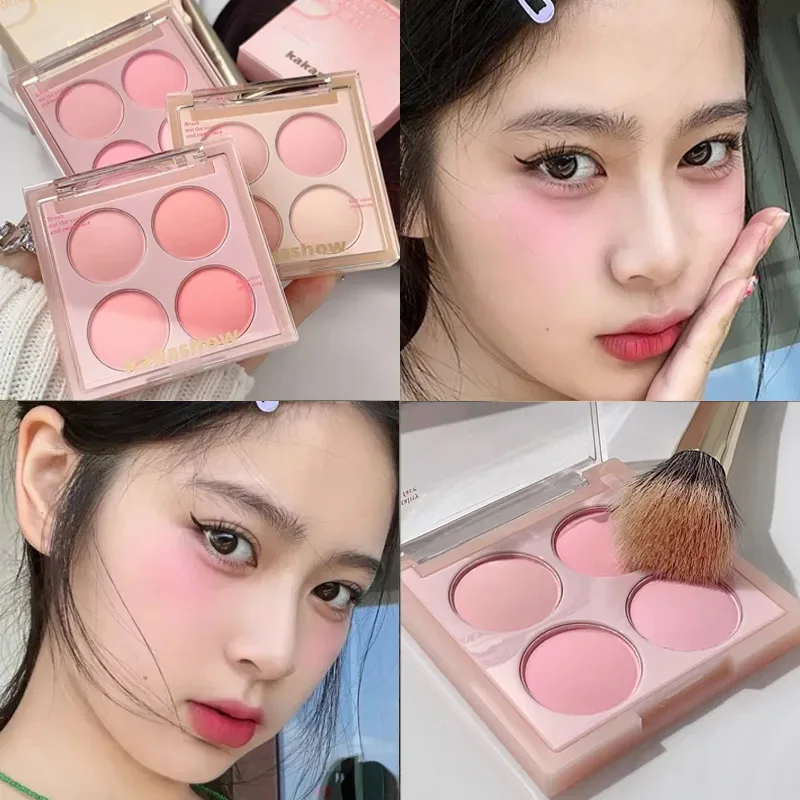 4 Colors Matte Blush Makeup Palette Mashed Potato Texture Waterproof Cheek Tint Contour Shadow Blusher Rouge Powder Cosmetics