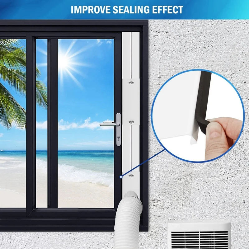 Portable AC Window Kit With Coupler, Adjustable AC Vent Kit Universal Window Seal Kit For Air Conditioner