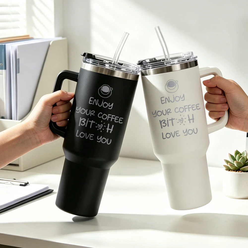 Termo portátil de acero inoxidable de gran capacidad de 1000 ml, termo aislado con asa, taza térmica para el hogar y el exterior, regalos de cumpleaños, regalos de graduación, regalos de regreso a clases