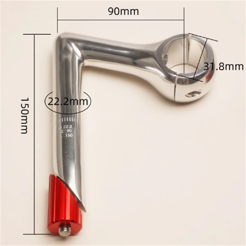 Średnica rury 31,8 mm/22,2 mm Mostki rowerowe typu \"gooseneck\" do rowerów z mechanizmem stałym, rowerów single speed, aluminiowe, czarno-srebrne, długość mostka 150 mm