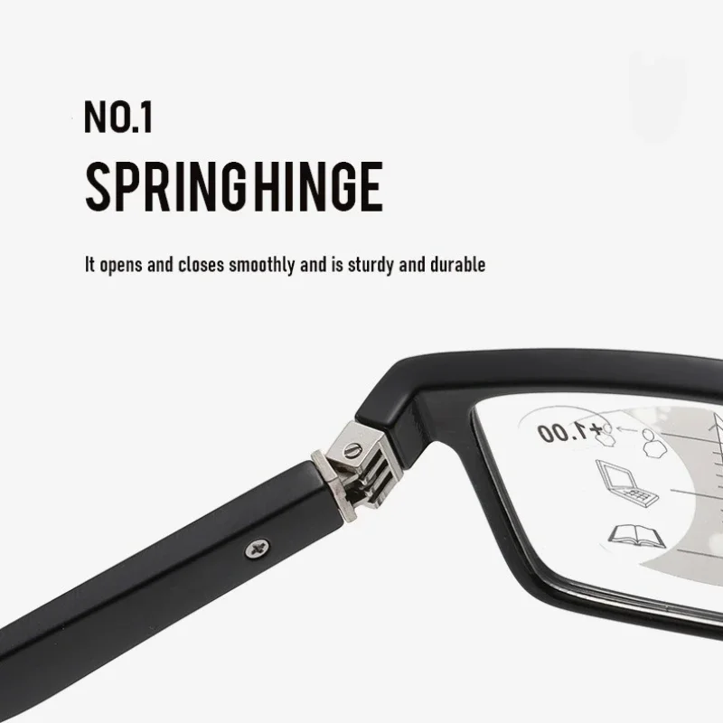Business-Trend Progressive Multifokale Photochrome Lesebrille Klassisches Quadratisches Design Doppelfunktion für Nah- und Fernsicht – Detail 4