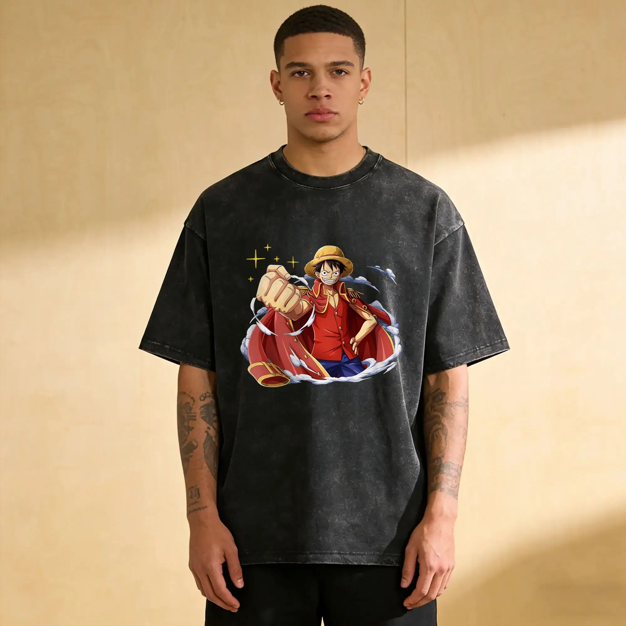Man T Shirt Ones Japanese Anime P-Pieces Luffy Washed T Shirts Leisure  Summer Tee Shirt Aesthetic  New Arrival